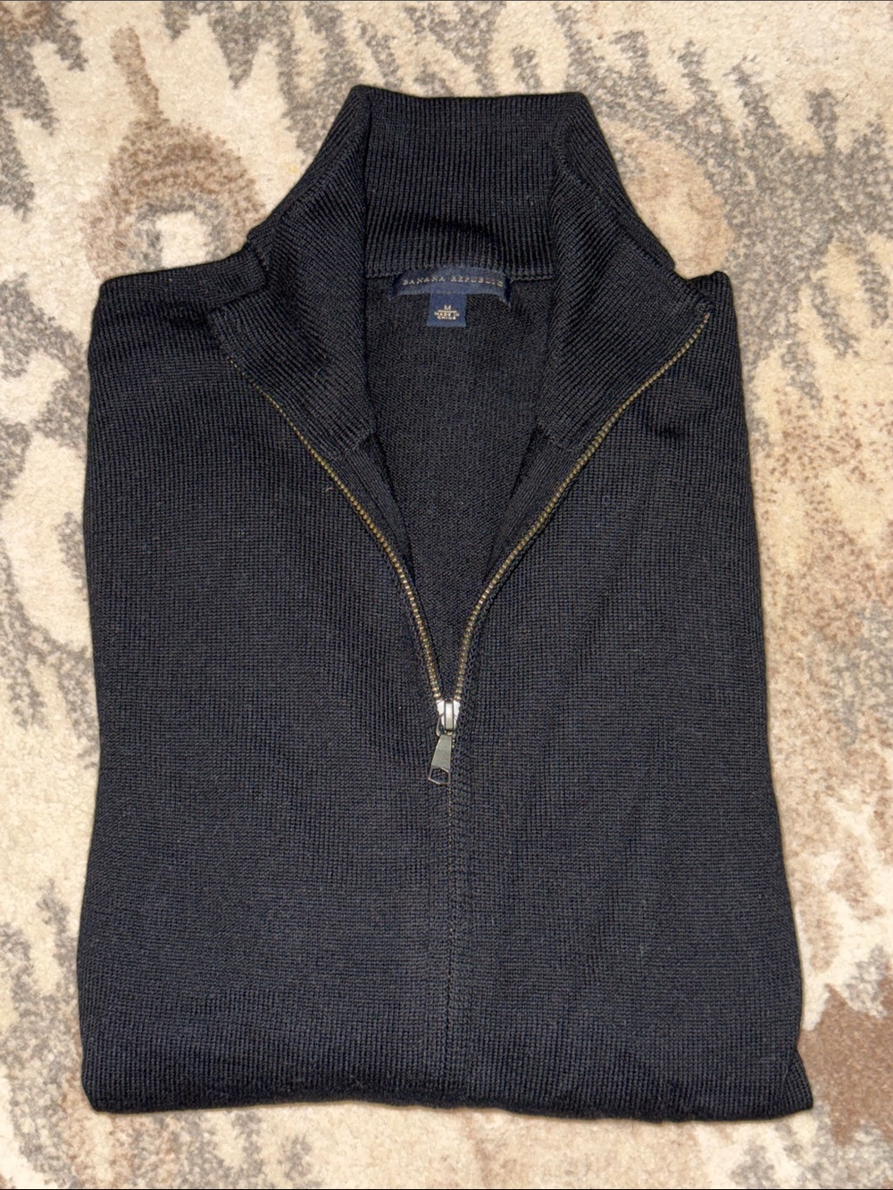 BR Full Zip Mock Neck Sweater - Black M